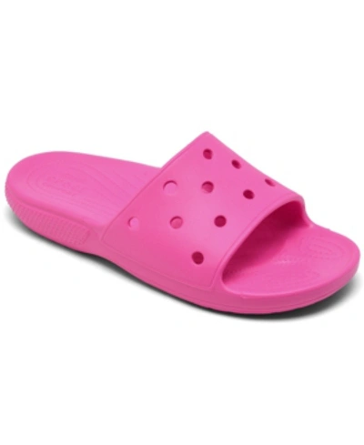 Shop Crocs Classic Slide Sandals From Finish Line In Electric Pink