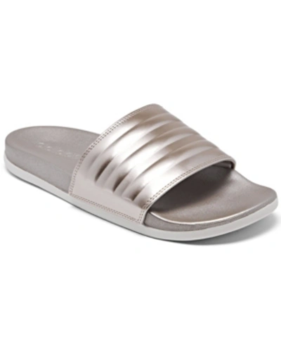 Shop Adidas Originals Adidas Women's Adilette Comfort Slide Sandals From Finish Line In Charcoal Metallic