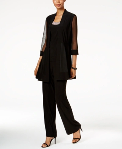 Shop R & M Richards Embellished Layered-look Pantsuit In Black