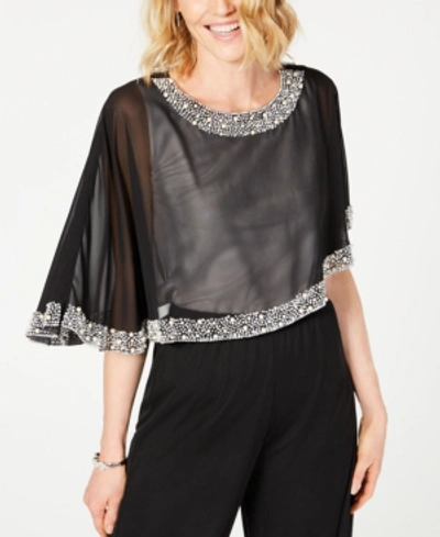 Shop 28th & Park Embellished Poncho, Created For Macy's In Black