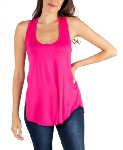 Shop 24seven Comfort Apparel Scoop Neck Razorback Sleeveless Tunic Top In Pink