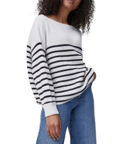 Shop French Connection Lilly Mozart Cotton Striped Sweater In Summer White