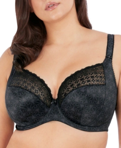 Elomi Women's Full Figure Kim Underwire Plunge Stretch Lace Bra El4340 In Black