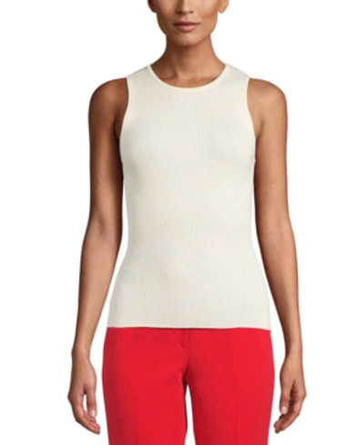 Shop Anne Klein Ribbed Sleeveless Top In White