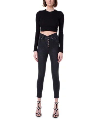 Shop Kendall + Kylie Juniors' Flipped-waistband Skinny Jeans In City Jet