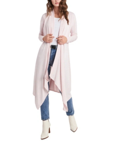 Shop 1.state Open-front Maxi Cardigan Sweater In Pink Cloud Heather