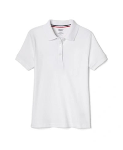 Shop French Toast Big Girls Uniform Short Sleeve Picot Collar Interlock Polo Shirt In White