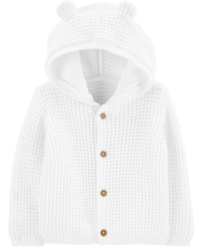 Shop Carter's Baby Boys Or Girls Hooded Cotton Cardigan Sweater In White