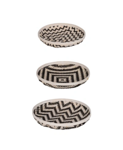 Shop Ab Home Organic Elements Geometric Wash Trays, Set Of 3 In Black