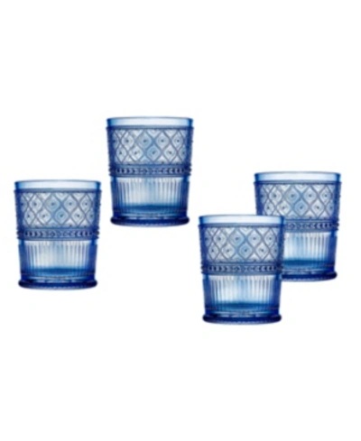 Shop Godinger Claro Double Old-fashioned Glasses, Set Of 4 In Blue