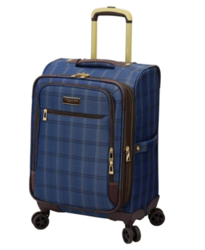 Shop London Fog Closeout!  Brentwood Ii 20" Expandable Carry-on Spinner Luggage In Classic Blue Windowpane