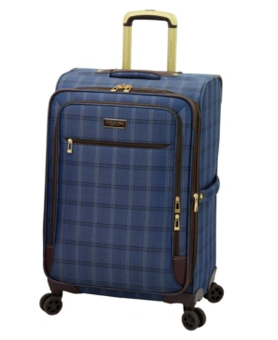 Shop London Fog Closeout!  Brentwood Ii 25" Expandable Spinner Luggage In Classic Blue Windowpane