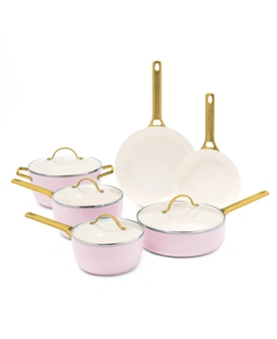 Shop Greenpan Padova Reserve Ceramic Nonstick Cookware Set, 10 Piece In Blush
