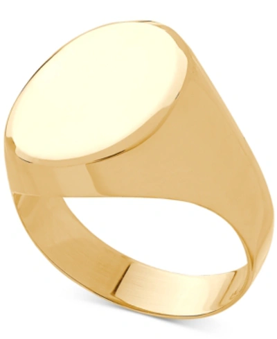 Shop Macy's Polished Oval Signet Ring In 10k Gold In Yellow Gold