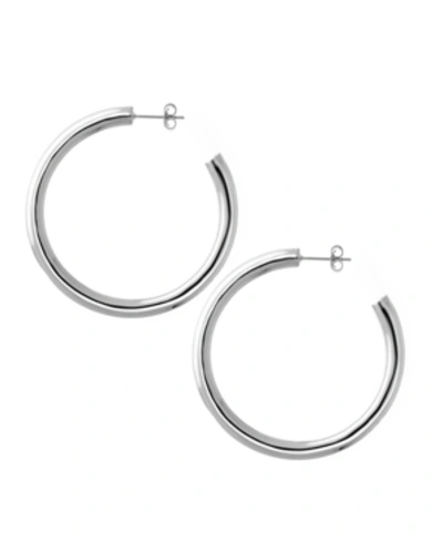 Essentials Medium Tube C Hoop Earring In 18k Gold Plate Or Silver Plate In Silver