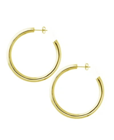 Essentials Medium Tube C Hoop Earring In 18k Gold Plate Or Silver Plate In Gold