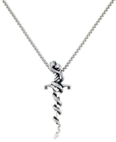 Shop Andrew Charles By Andy Hilfiger Men's Serpent 24" Pendant Necklace In Stainless Steel