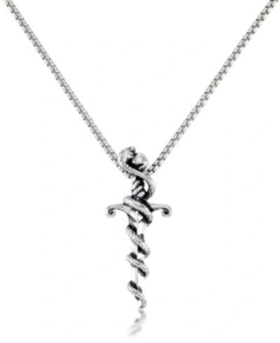 Andrew Charles By Andy Hilfiger Men's Serpent 24" Pendant Necklace In Stainless Steel In Stainless Steel