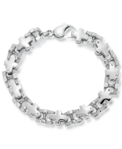 Shop Andrew Charles By Andy Hilfiger Men's Cross Link Bracelet In Stainless Steel