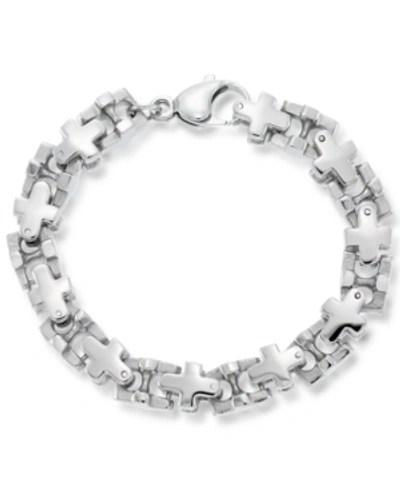 Andrew Charles By Andy Hilfiger Men's Cross Link Bracelet In Stainless Steel In Stainless Steel