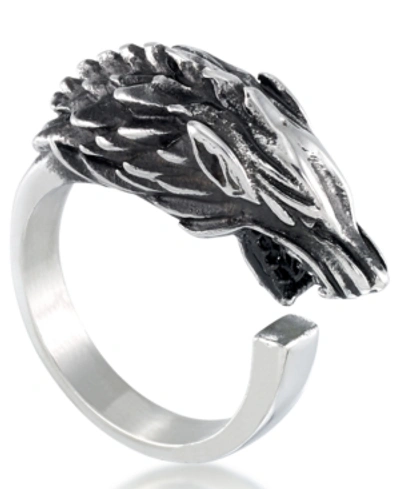 Shop Andrew Charles By Andy Hilfiger Men's Wolf Ring In Stainless Steel