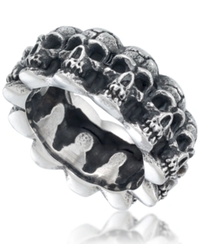 Shop Andrew Charles By Andy Hilfiger Men's Multi Skull Ring In Oxidized Stainless Steel