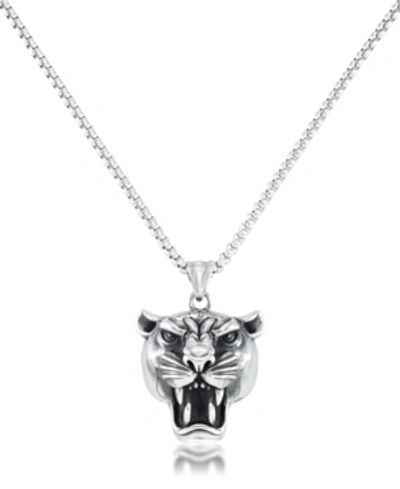 Andrew Charles By Andy Hilfiger Men's Panther Head 24" Pendant Necklace In Stainless Steel In Stainless Steel