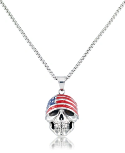 Shop Andrew Charles By Andy Hilfiger Men's Skull 24" Pendant Necklace In Stainless Steel