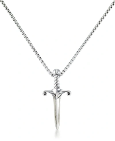 Shop Andrew Charles By Andy Hilfiger Men's Dagger 24" Pendant Necklace In Stainless Steel