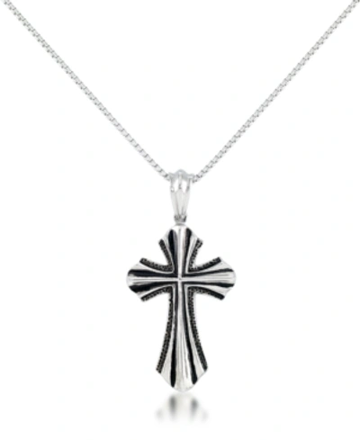 Andrew Charles By Andy Hilfiger Men's Cross 24" Pendant Necklace In Stainless Steel In Stainless Steel