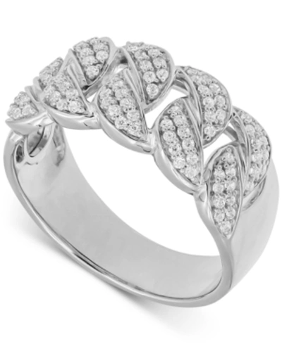 Shop Macy's Men's Diamond Chain Link Ring (1/2 Ct. T.w.) In 10k White Gold (also In Yellow Gold)