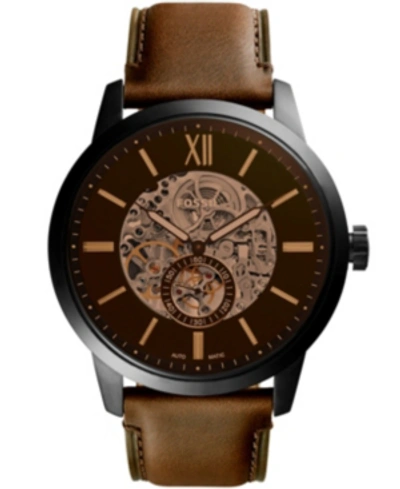 Shop Fossil Men's Townsman Brown Leather Strap Watch 48mm