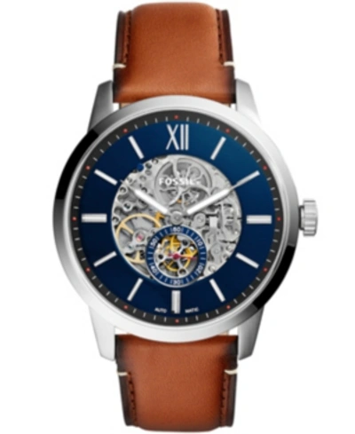 Fossil Townsman Automatic Skeleton Blue Dial Mens Watch Me3154 In Brown