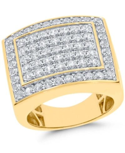Shop Macy's Men's Diamond Cluster Ring (3 Ct. T.w.) In 10k Gold In Yellow Gold