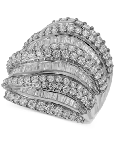 Macy's Diamond Round & Baguette Statement Ring (4 Ct. T.w.) In 14k White Gold In White Gold