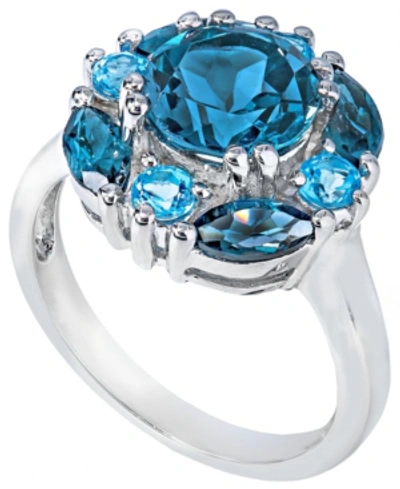 Shop Macy's Women's Ring In Sterling Silver In Blue