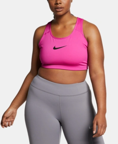 Shop Nike Plus Size Dri-fit Medium-support Sports Bra In Active Fuschia