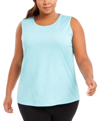 Shop Ideology Plus Size Keyhole-back Tank Top, Created For Macy's In Crystal Mist