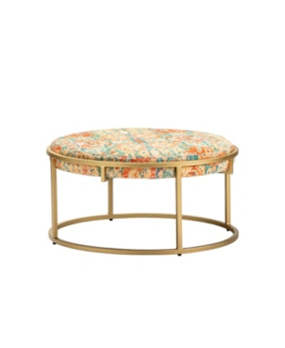 Crestview Melissa Round Printed Coffee Table In Brown Overflow
