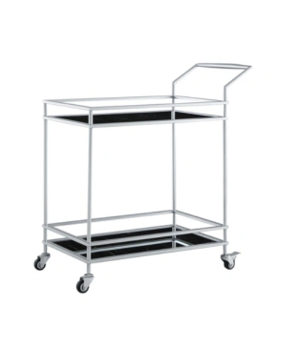 Shop Nicole Miller Lonnie Serving Bar Cart With Metal Frame In Silver