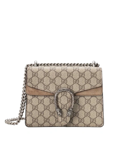 Shop Gucci Dionysus Gg Supreme Mini Bag In Nude & Neutrals