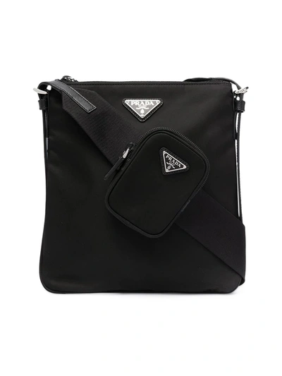 Shop Prada Logo-plaque Crossbody Bag In Black