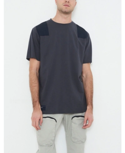 Shop Nana Judy Men's Crew Neck T-shirt With Contrast Shoulder Patch In Charcoal