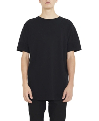 Shop Nana Judy Men's Crew Neck T-shirt With Pin Tuck Sleeve Detail In Black