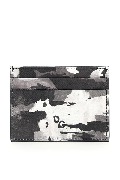 Shop Dolce & Gabbana Camouflage Print Card Holder In Grey,black
