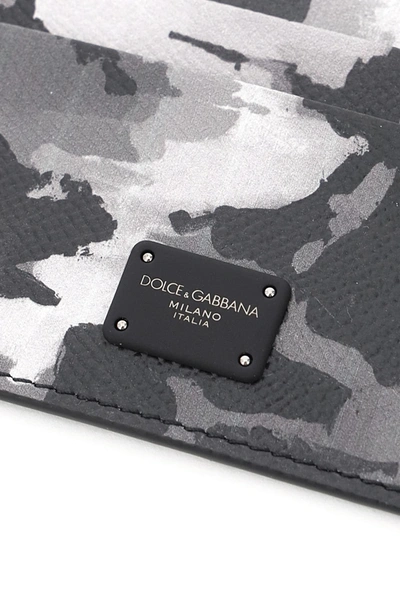 Shop Dolce & Gabbana Camouflage Print Card Holder In Grey,black