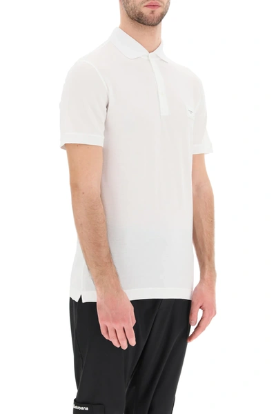Shop Dolce & Gabbana Polo Shirt Logo Plaque In White
