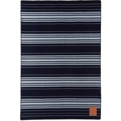 Shop Loewe Navy Wool Stripes Blanket In 5118 Navy