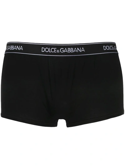 Shop Dolce & Gabbana Logo Trim Boxer Briefs In Black