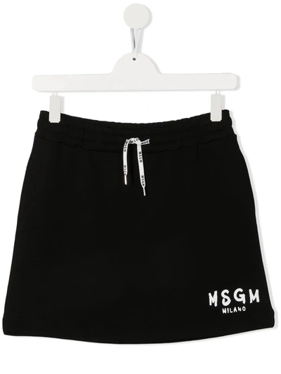 Shop Msgm Teen Drawstring Mini Skirt In Black